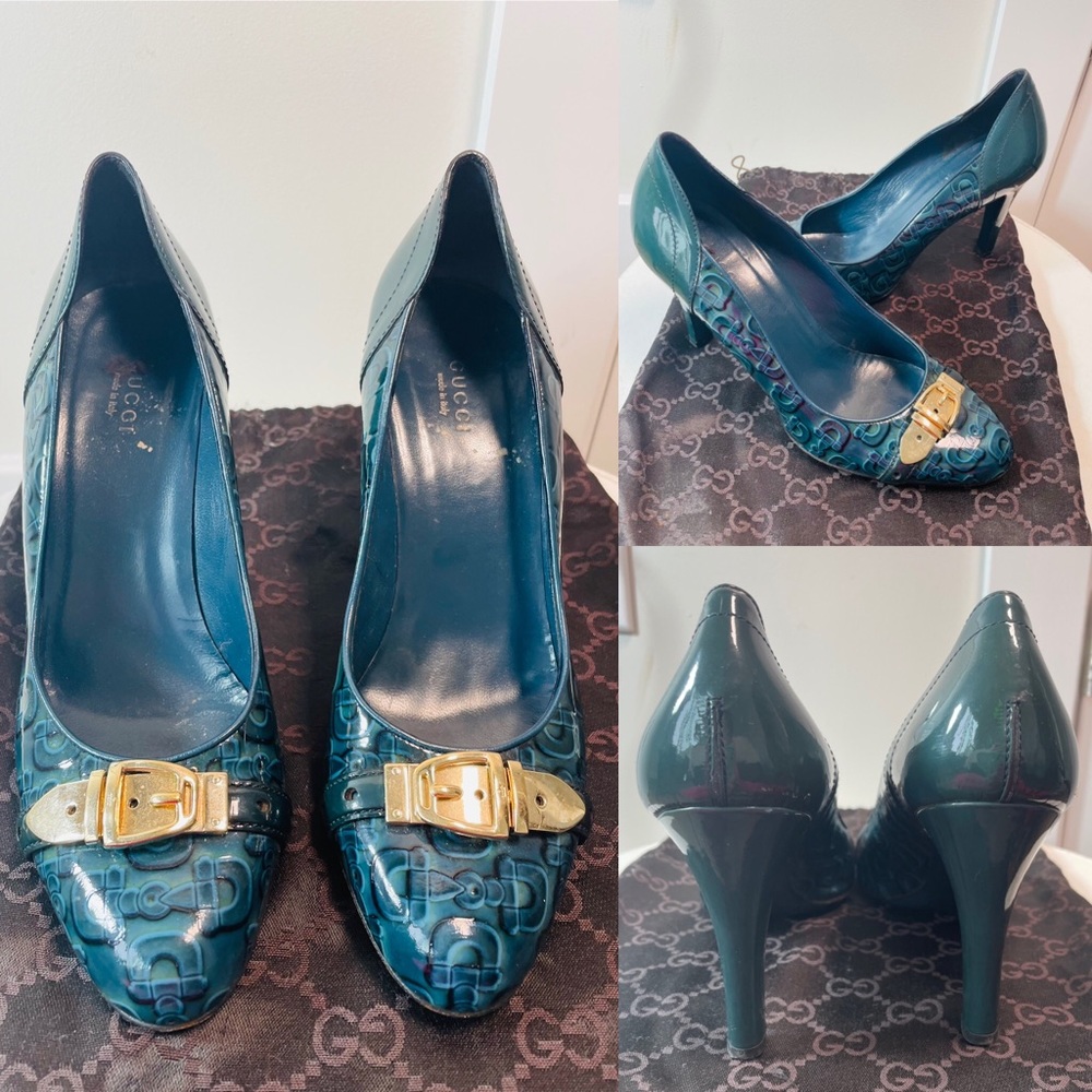 Navy blue/dark green Gucci Heels